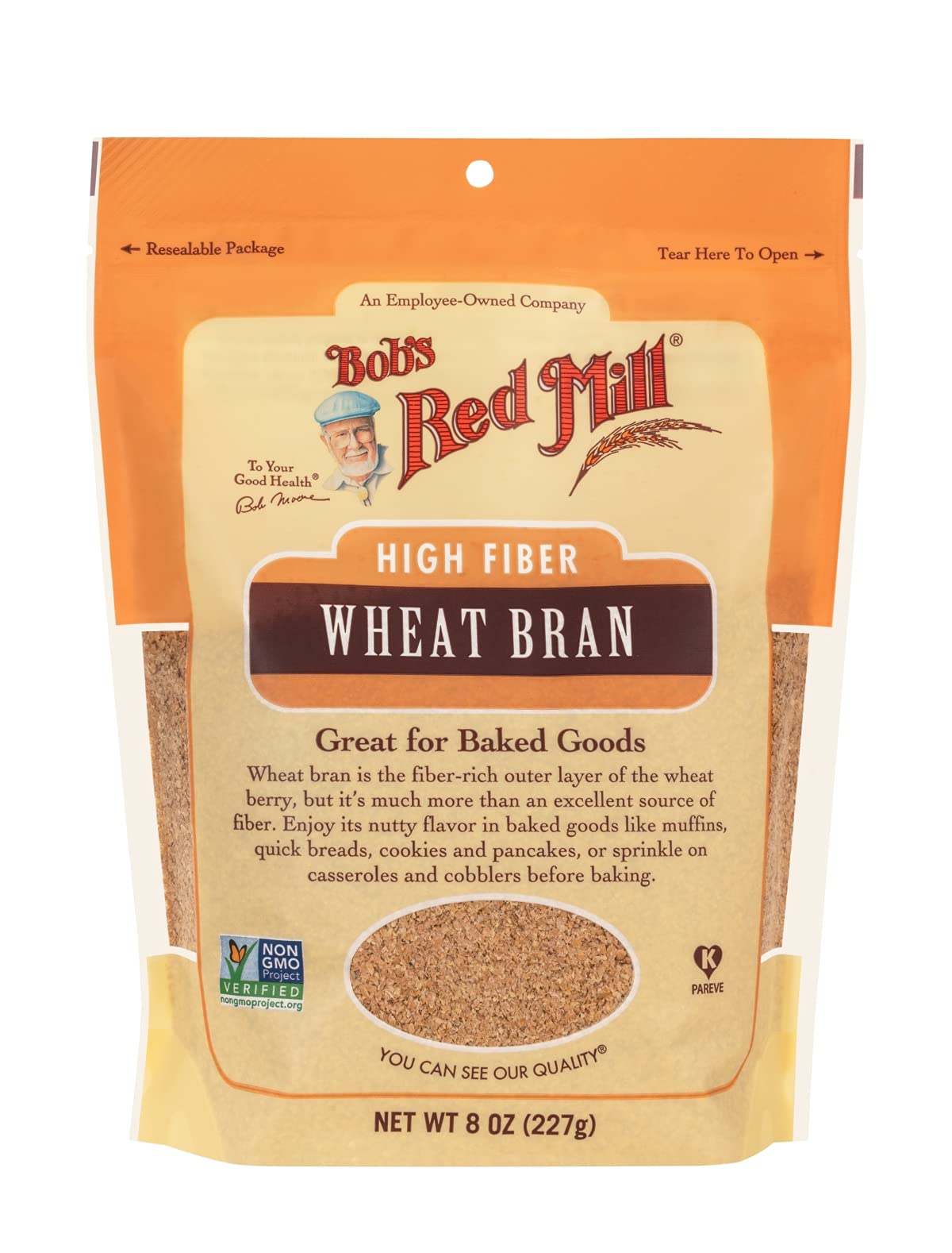 Bob s Red Mill Wheat Bran, 8oz (Pack of 4) - Non GMO, Vegan, Kosher