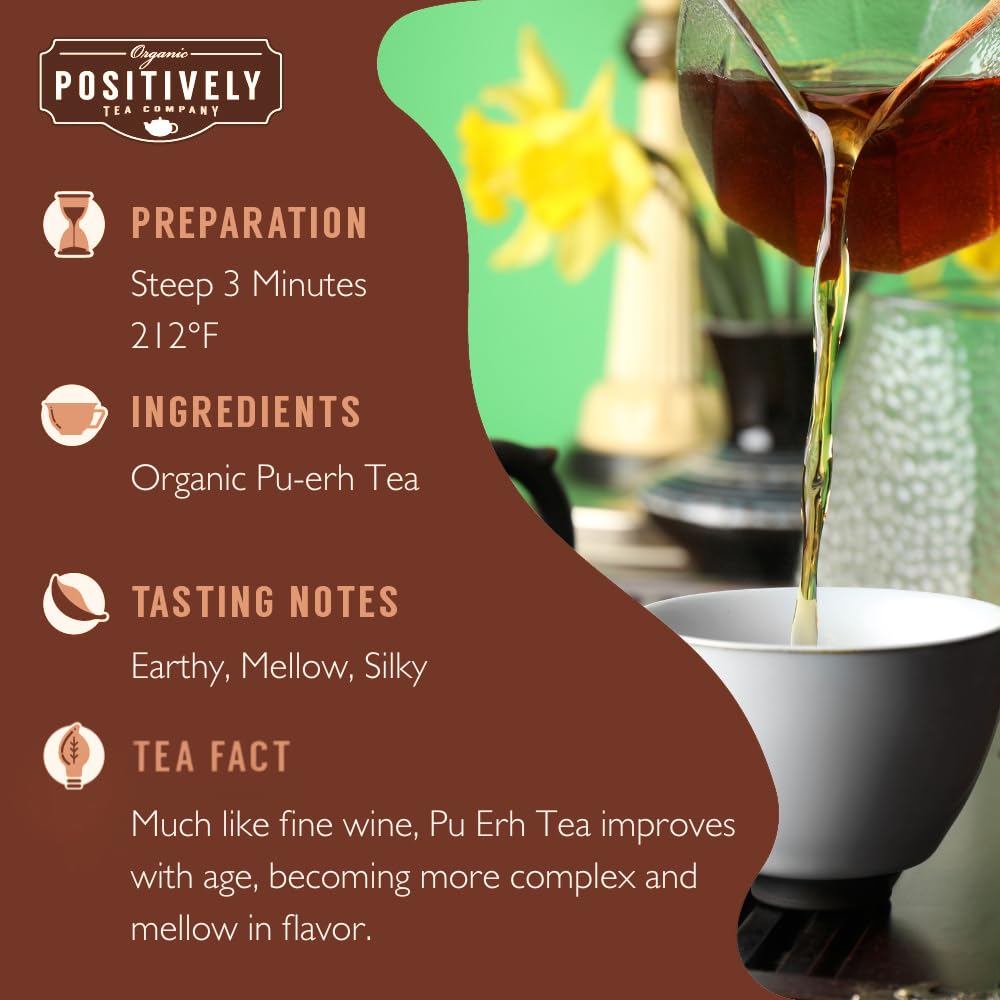 Organic Positively Tea Company Pu-Erh Tea Loose Leaf 4 Ounce Tea