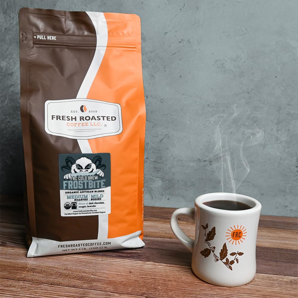 Fresh Roasted Coffee  Organic Frostbite Cold Brew | Mold & Myco 3rd Party Tested  USDA Organic  Kosher | Medium Roast | 5 lb Coarse Ground
