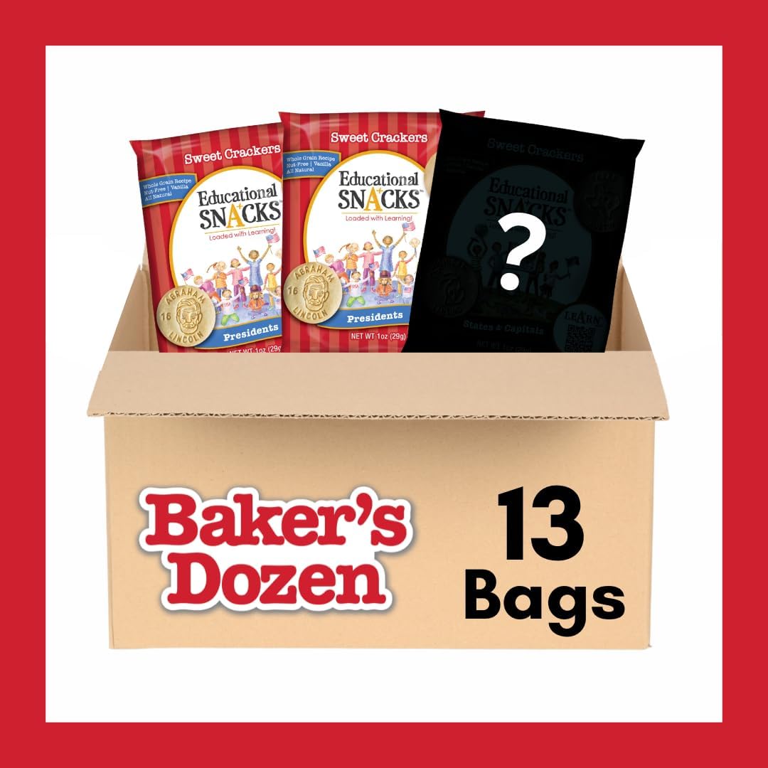DICK & JANE EDUCATIONAL SNACKS – Nut-Free All-Natural Snacks for Kids – U.S. Presidents Edition – 12-Pack – 1 Ounce Each