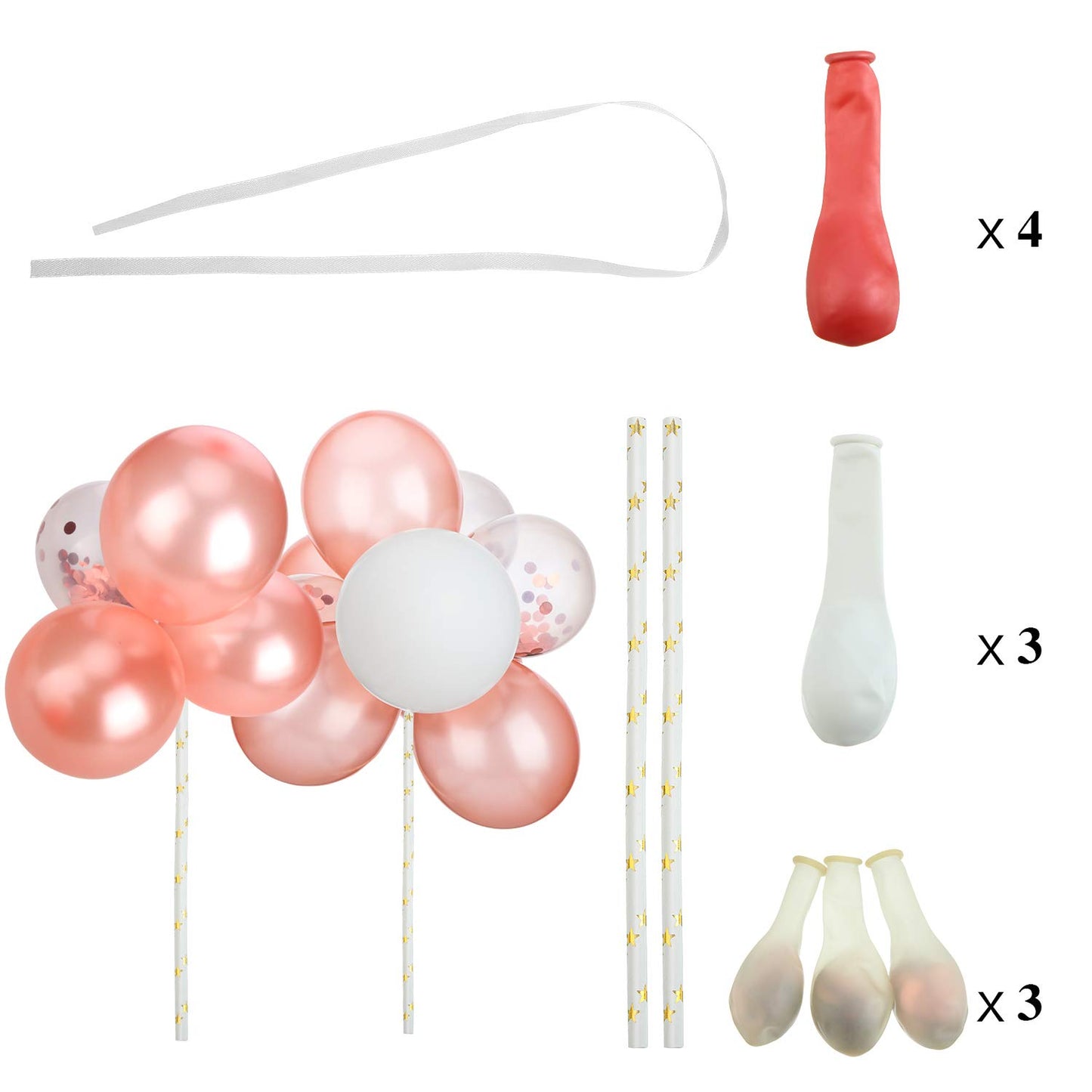 Outus Latex Confetti Balloon Cloud Cake Topper Acrylic Happy Birthday Cake Topper Mini Balloon Garland Cake Decorations for Birt