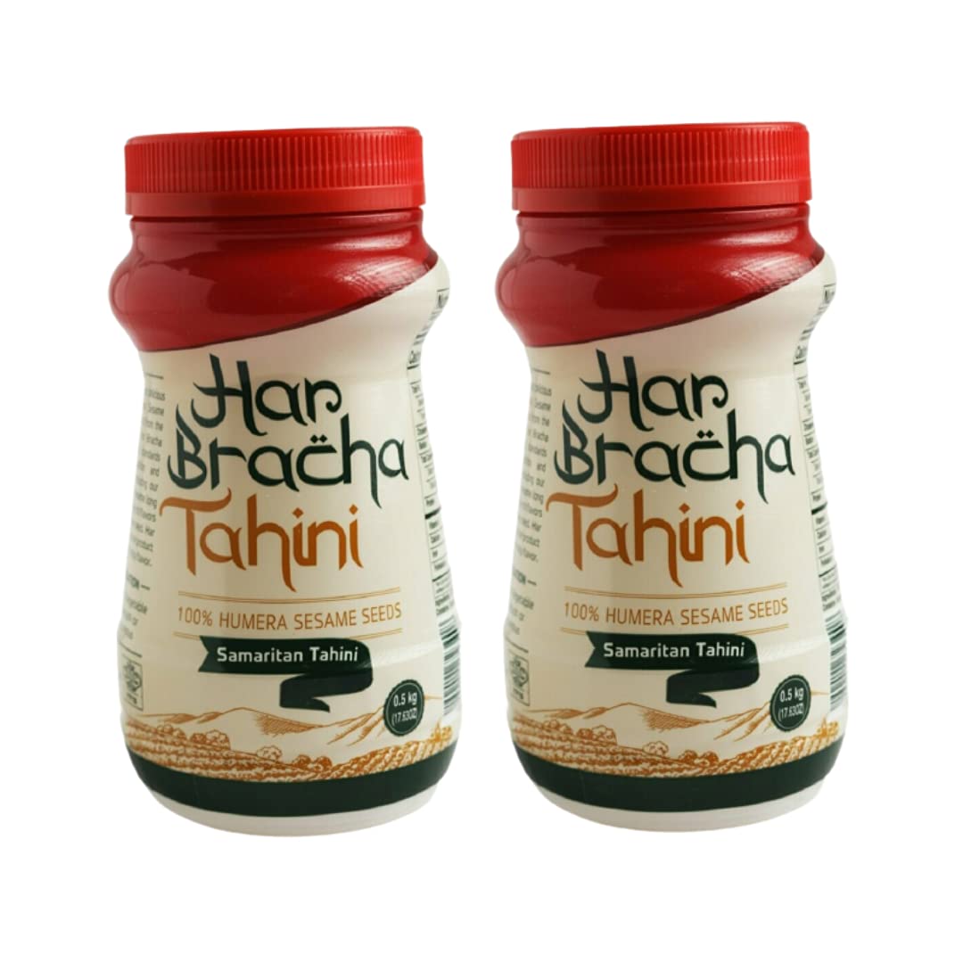 Har Bracha Tahini Paste (17.6 oz). 100% Natural  Vegan Friendly & Kosher Pure Ground Tahina Sauce. Raw Roasted Sesame Seeds for Oriental Dips  Salad Dressings & Hummus (2Pack)