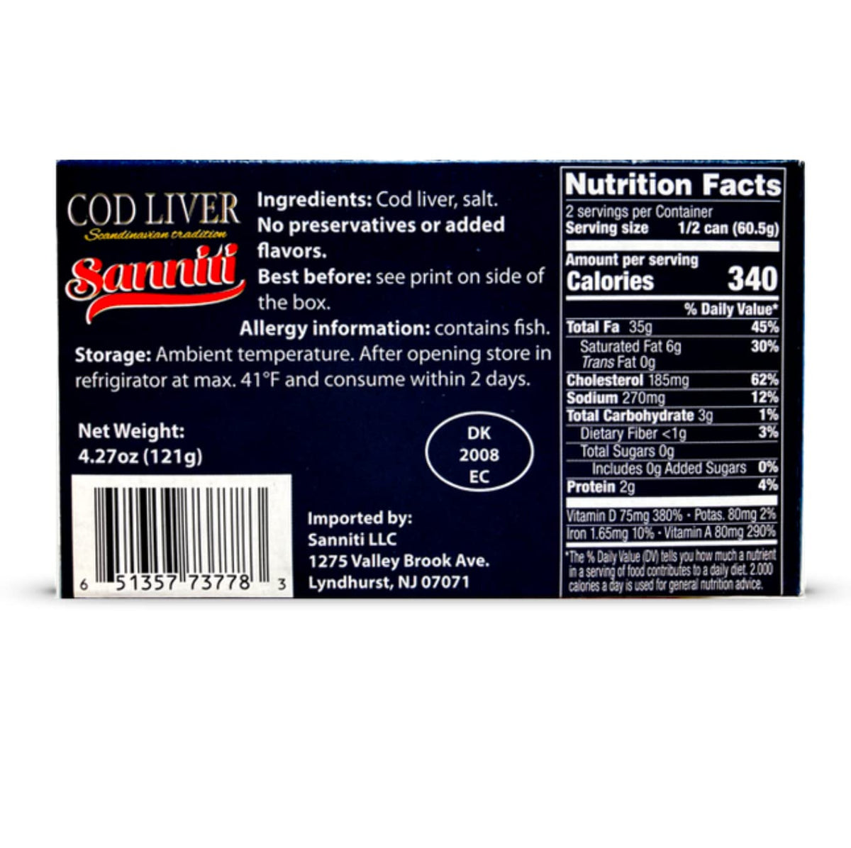 Sanniti Cod Liver, Scandinavian Edition, 4.3 Oz (Pack Of 12)