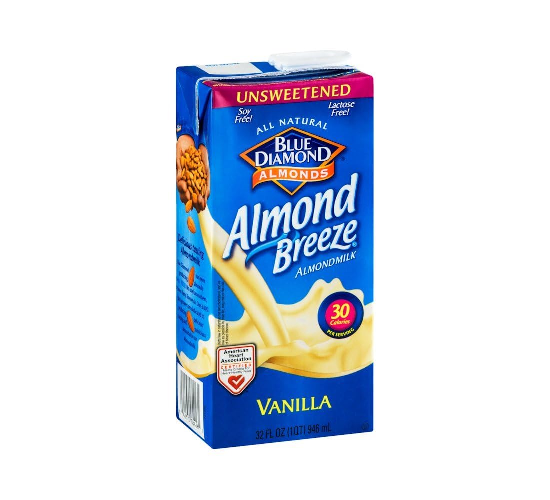 Blue Diamond Growers Unsweetened Vanilla Almond Breeze, 32 Ounce -- 12 Per Case.