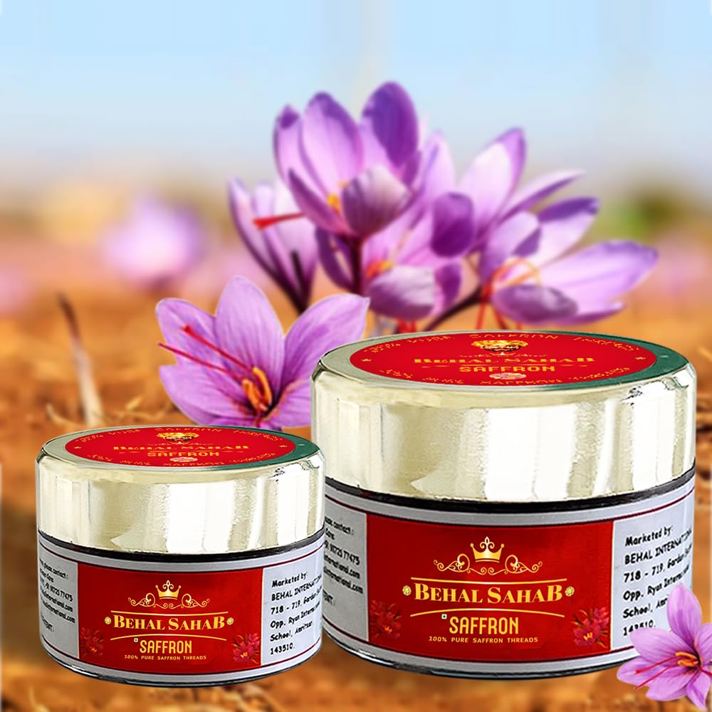 Behal Sahab 100% Pure Saffron, Handpicked Kashmiri Kesar, Natural & Aromatic, 3 GM