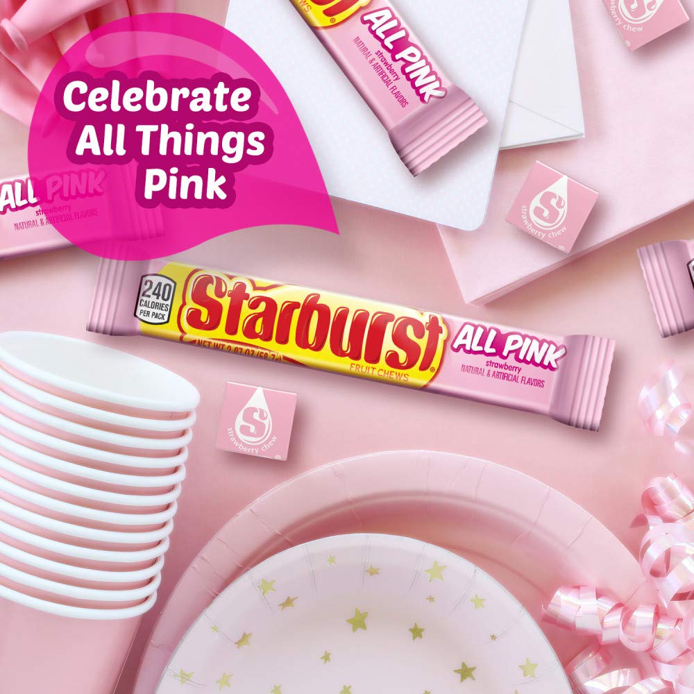 STARBURST All Pink Chewy Candy Bulk Pack, 24 Full Size Packs, Pink Candy Bulk Box