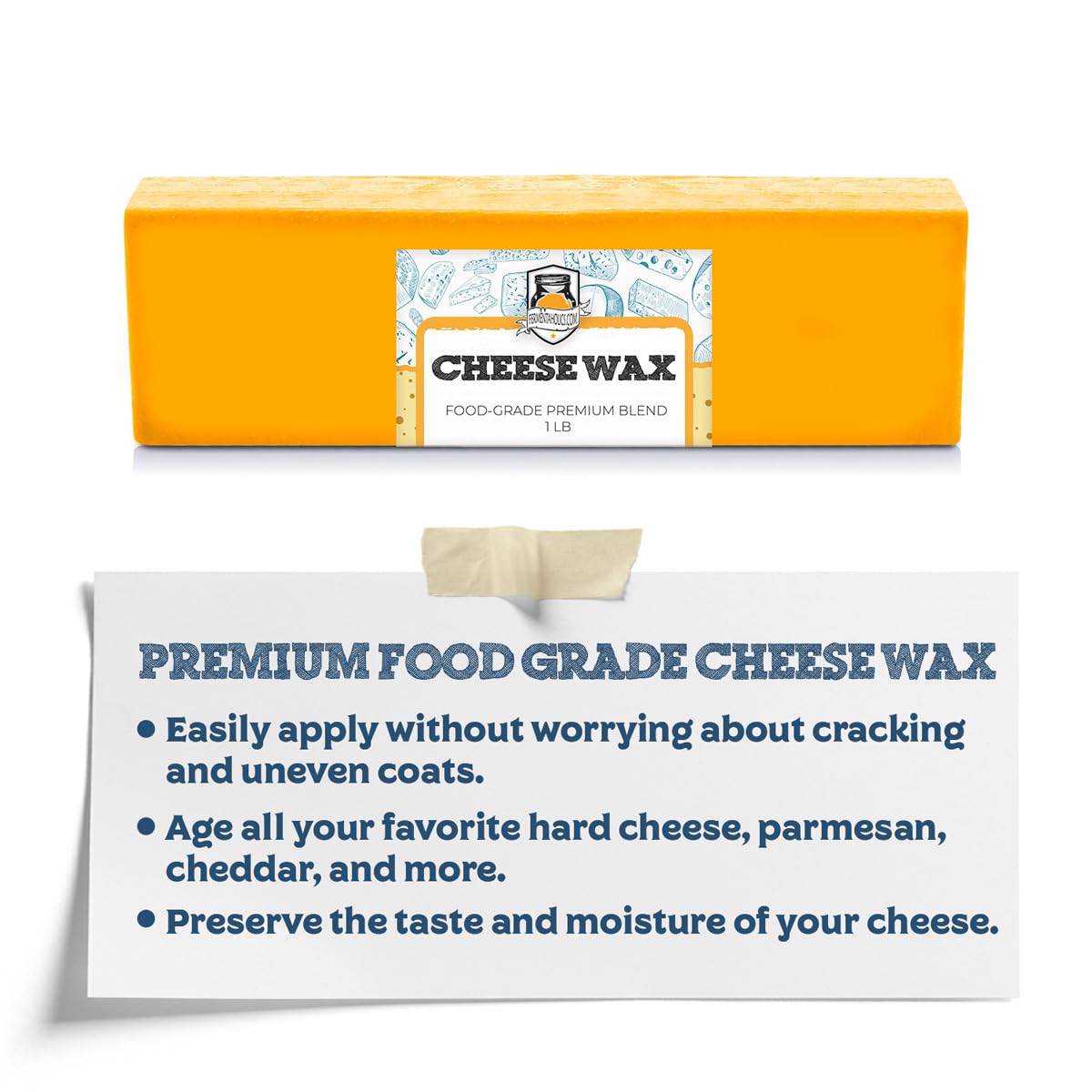 Fermentaholics Premium Cheese Wax for Hard & Aged Cheeses - 1 lb - Orange