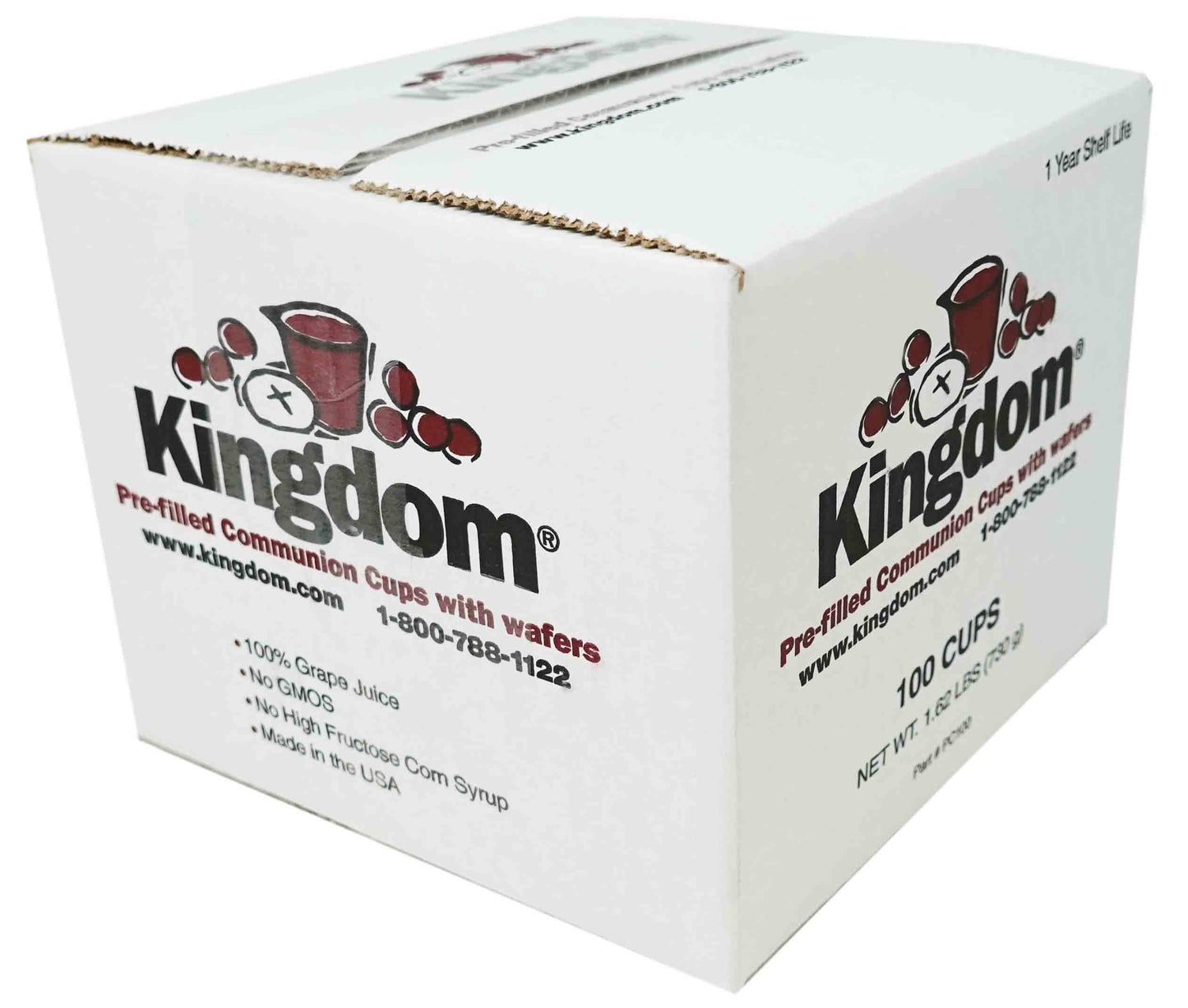 Kingdom Prefilled Communion Cup with Wafers(100 ct-red juice) Sealed in a Single-Serving Container with 1-Year Shelf Life, Perfe