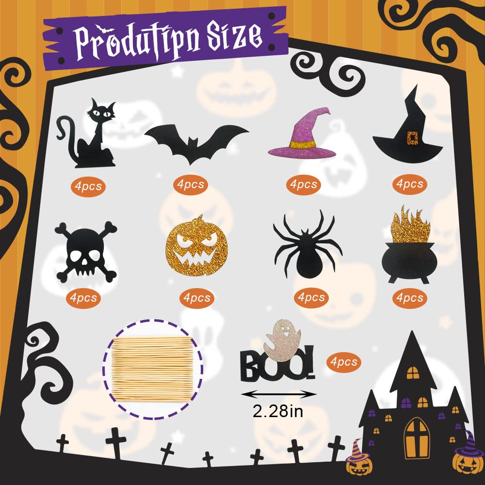 Halloween Cupcake Toppers, Halloween Bats Spider Boo Pumpkin Cake Topper, Halloween Cake Cupcake Picks Decorations For Halloween