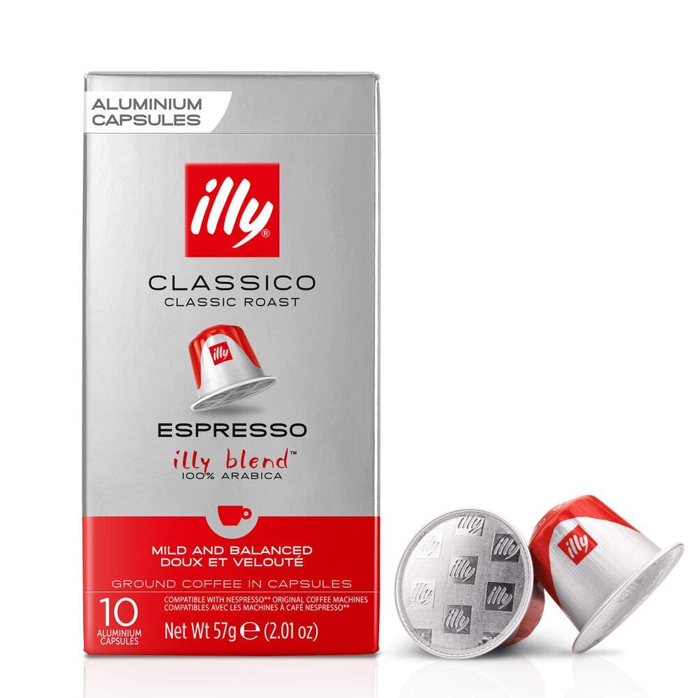 illy Aluminum Espresso compact pieces Compatible with Nespresso - Classico, Forte, Intenso, Decaf, Lungo - 10 Count (Pack of 5)