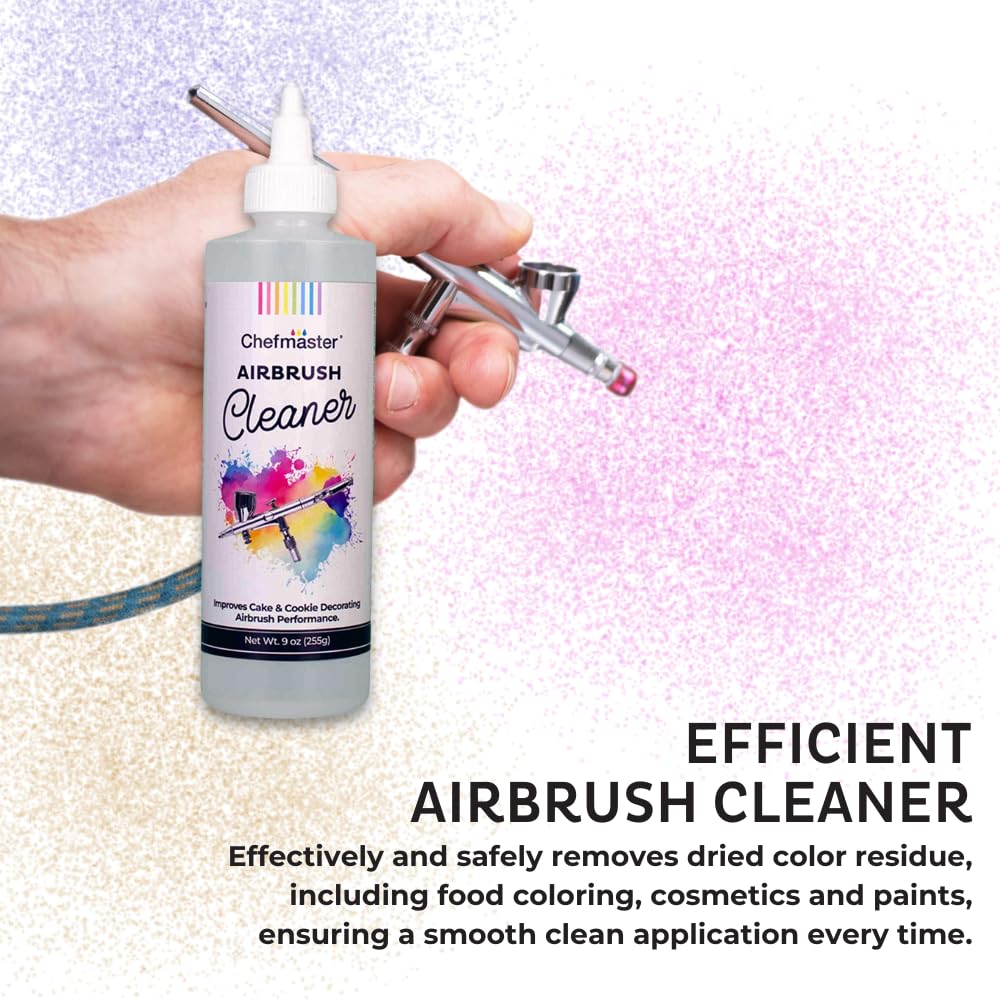 Chefmaster Airbrush Cleaner – Removes Color Residue & Prevents Buildup – 9 oz – Compatible with All Airbrush Brands