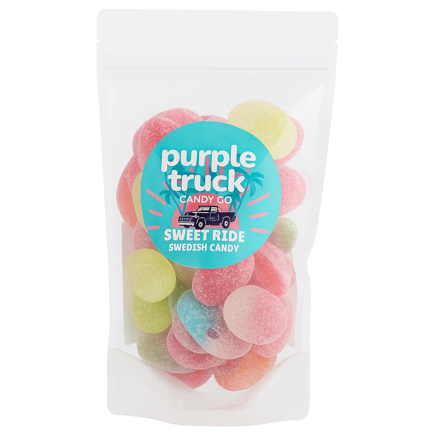 Purple Truck Swedish Candy Mix - Gelatin-Free, Non-GMO, Fun Shapes - 8oz Resealable Bag