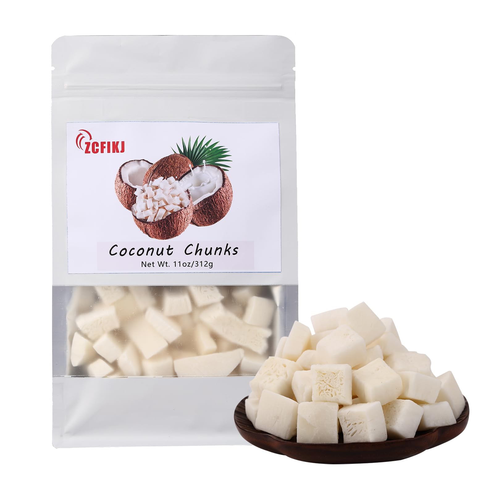Dried Coconut Chunks 11oz/312g,Natural Freeze Dried Fruit Snack | Coconut Crunchy Flakes Unsweetened | Refreshing and Delicious 