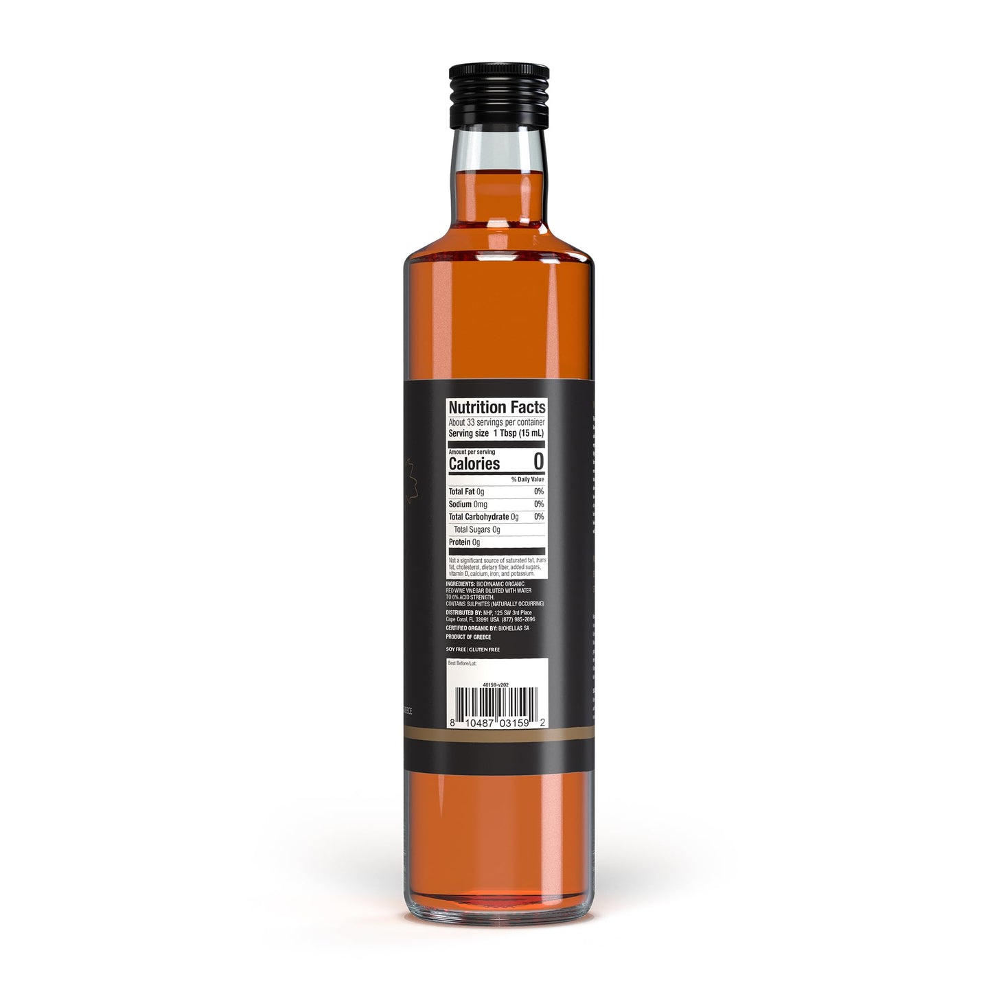 Dr. Mercola Biodynamic Red Wine Vinegar, Unpasteurized, USDA Organic, 16.9 Fl Oz (500 mL), Vegan, Gluten Free, Soy Free