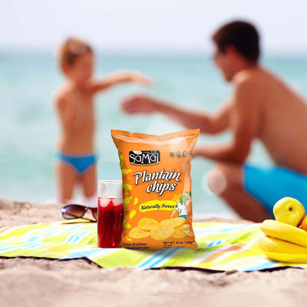 Samai Plantain Chips - Gluten Free, All Natural, Non-GMO, Kosher - 15oz (Pack of 3)