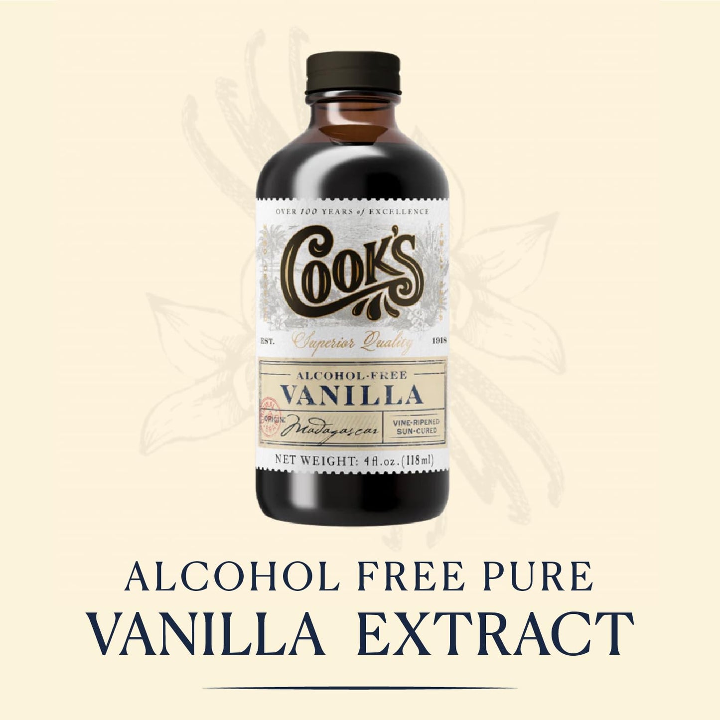 COOKS    Free Pure Vanilla Flavoring Extract, 32 Fl Oz, Madagascar Vanilla, Non-  ic Alternative for Cooking and Baking