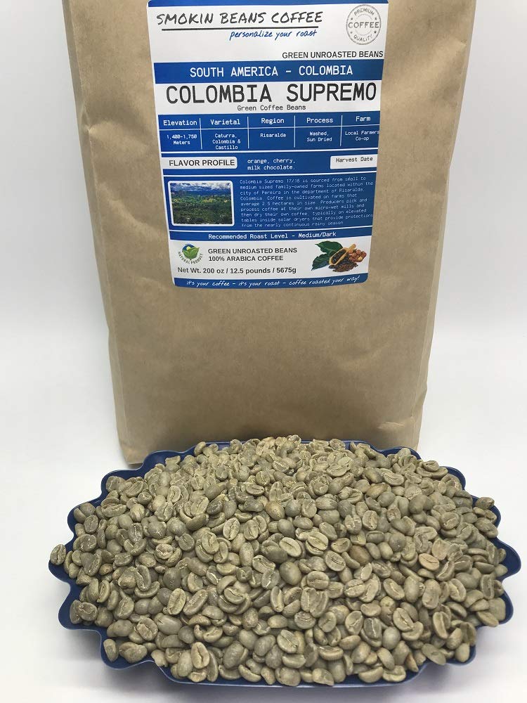 Smokin Beans Unroasted Green Arabica Coffee Beans, 2-Pound Breakfast Blend, Fresh Crop, 16 Ounce