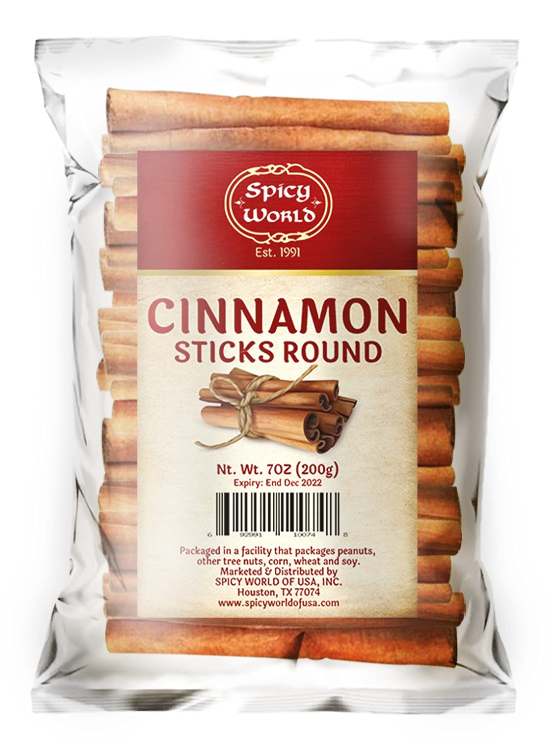 Spicy World Cinnamon Sticks 7 Ounce Bag - Perfect for Baking, Cooking & Beverages - 3+ Inches Length - Cassia Saigon Cinnamon fr