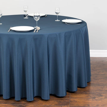 Linentablecloth 120-Inch Round Polyester Tablecloth Navy Blue