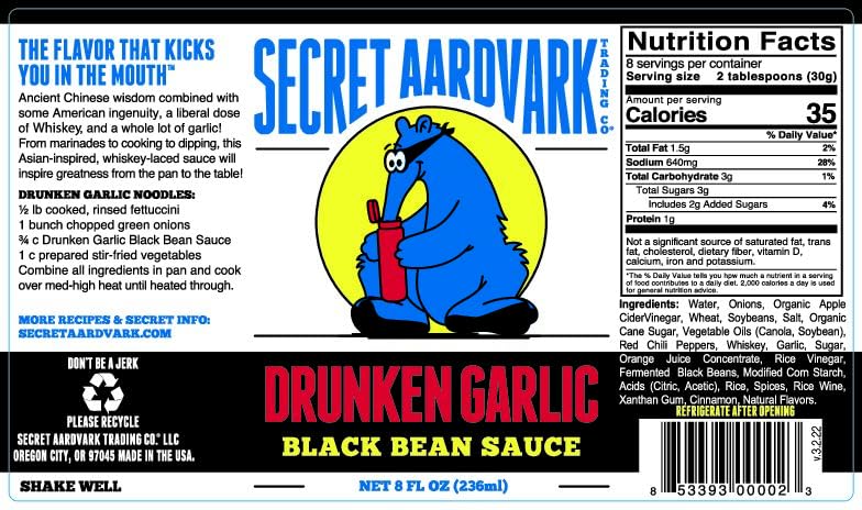 Secret Aardvark Garlic Hot Sauce, Mild BBQ Sauce, Low Carb, 8 fl oz Pack