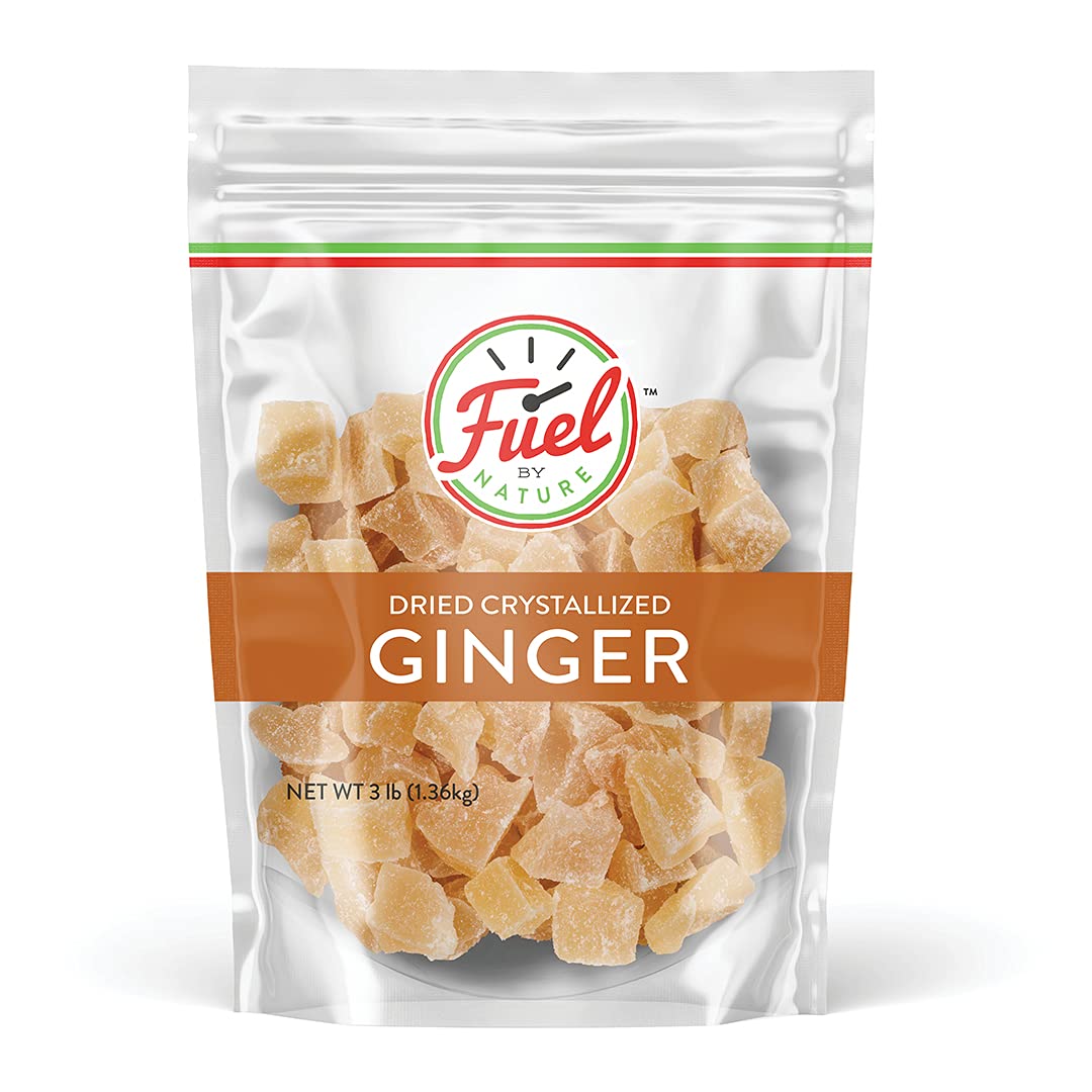 Fuel By Nature Dried Crystallized Ginger, High Energy Snack, 3 lb, Bulk Packaging