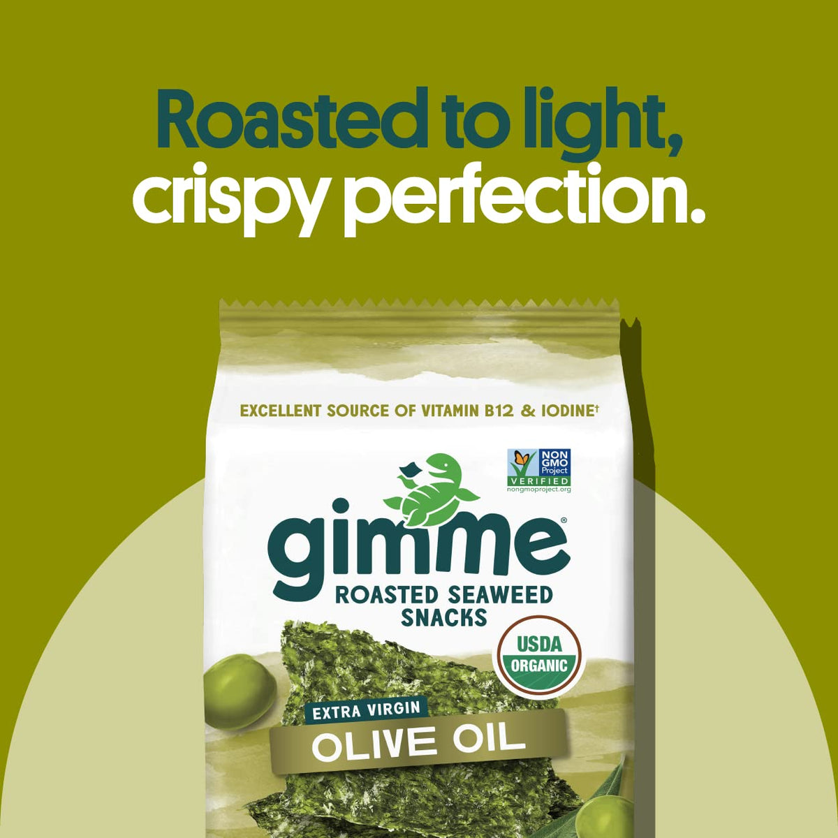 gimMe Organic Roasted Sea  Sheets - Extra Virgin Olive Oil - 6 Count - Keto, Vegan, Gluten Free Snack