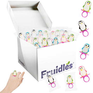 Fruidles Penguin Lollipops And Candy Rings Suckers, Fat-Free, Individually Wrapped (Penguin Candy Rings, 12-Pack)