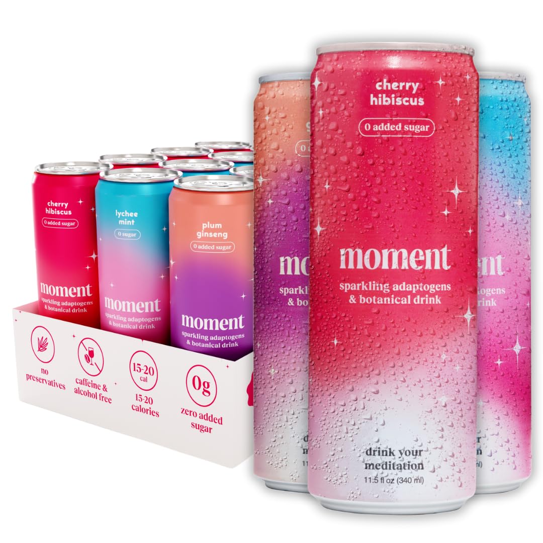 Drink Your Meditation Mocktails - Sparkling Adaptogen Drink with L-Theanine & Ashwagandha, 11.5 Fl Oz, Variety Pack of 12