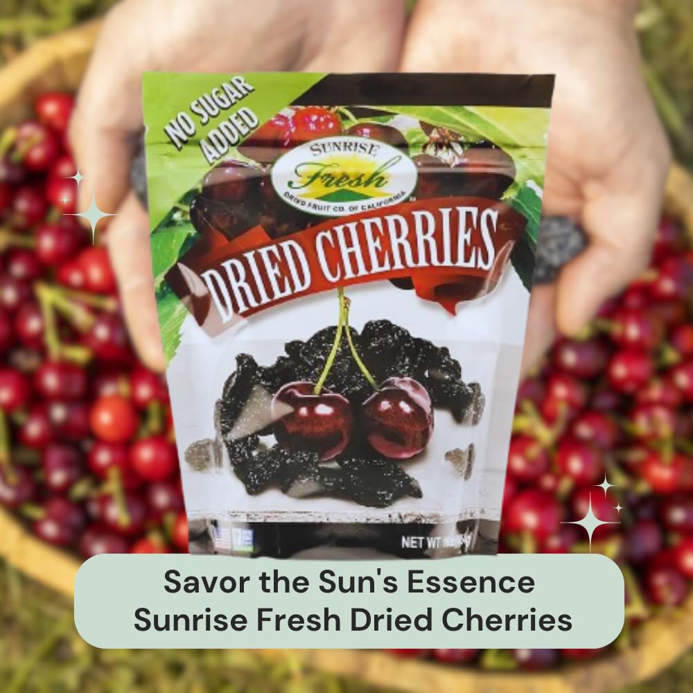 SUNRISE FRESH DRIED FRUIT CO. Dried Sweet Cherries, Unsweetened, 1 lb Bag