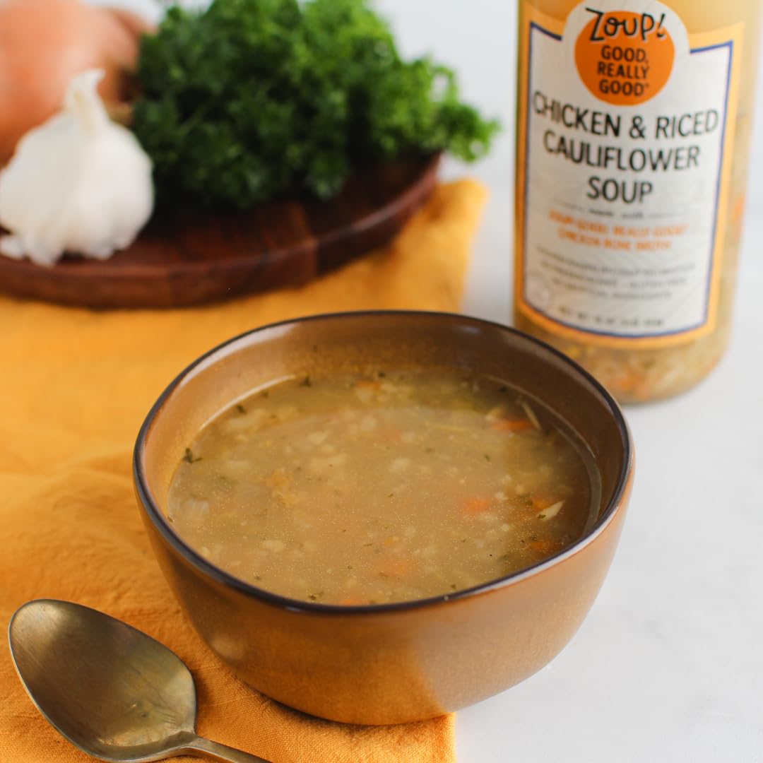 Chicken & Riced Cauliflower Soup By Zoup! Good, Really Good - No Artificial Colors Or Flavors, No Preservatives, Gluten Free Chicken & Riced Cauliflower Soup, 16 Oz Ready To Serve (3 Pack)