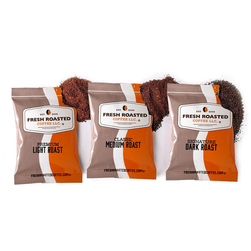 Fresh Roasted Coffee Light, Medium & Dark Roast Blends, Kosher, Pre-Ground, 2.25 Ounce (Pack of 36)
