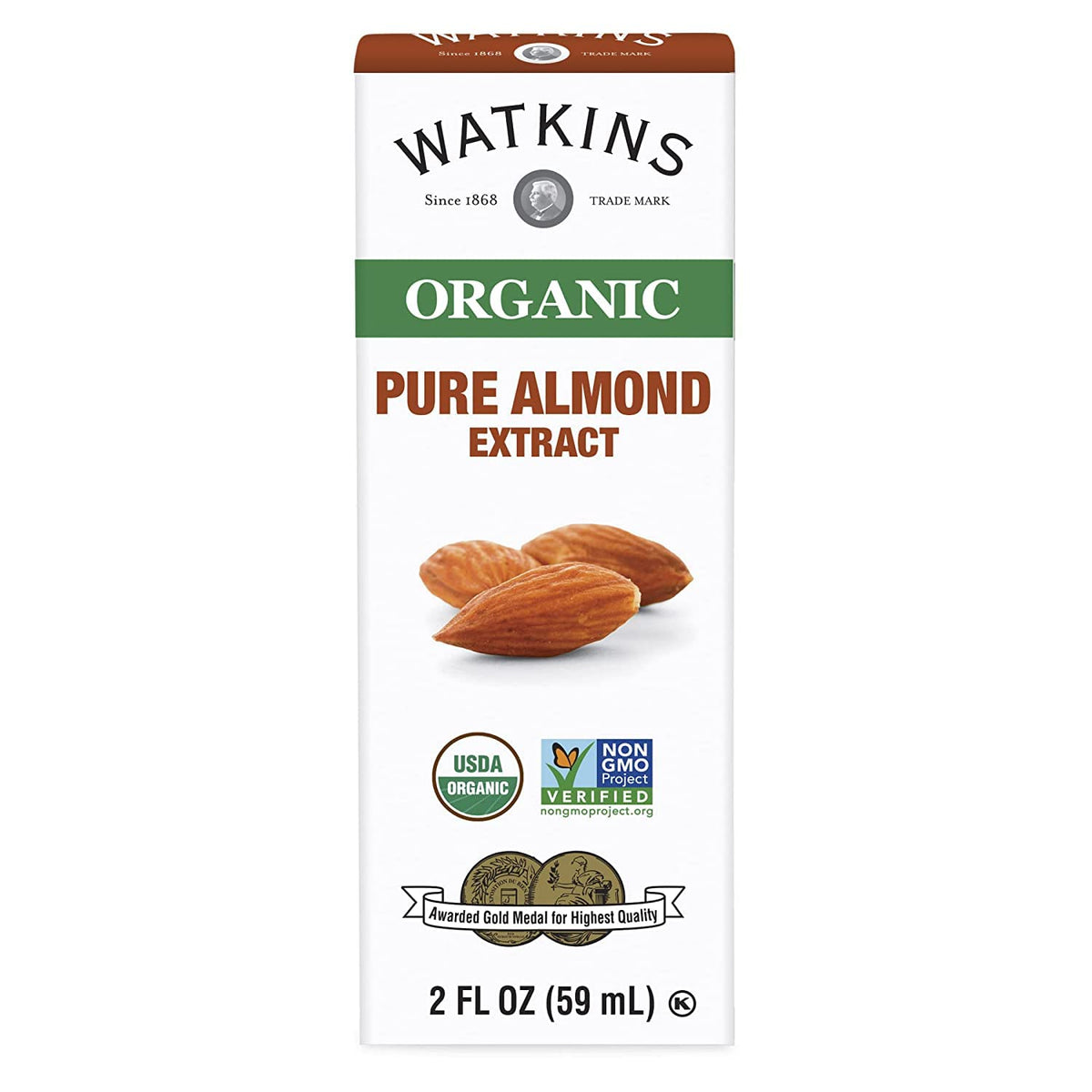 Watkins Organic Pure Almond Extract, Non-Gmo, Kosher, 2 Oz. Bottle, 1-Pack