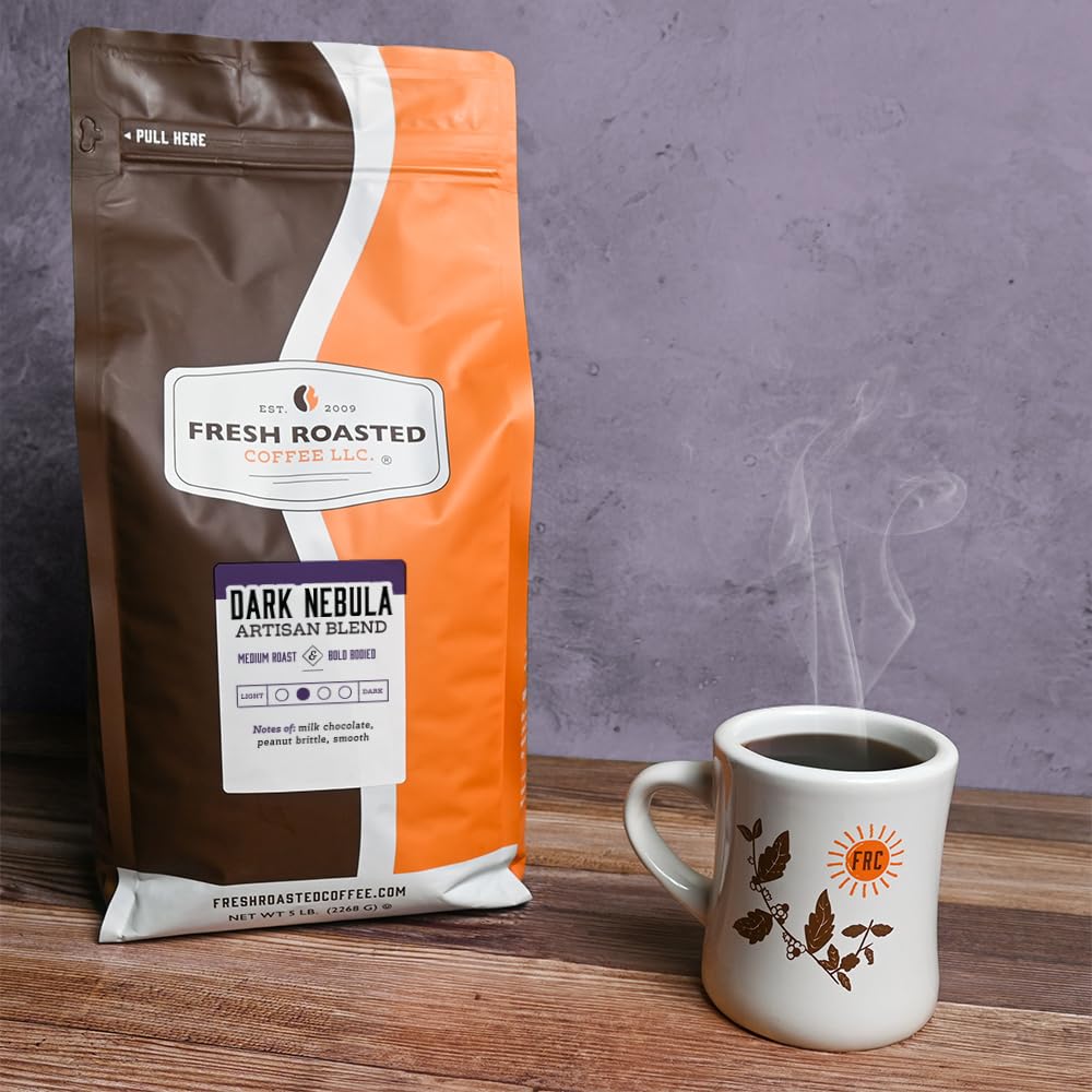 Fresh Roasted Coffee Dark Nebula Whole Bean, Medium Roast, Kosher, 5 lb (80 oz)