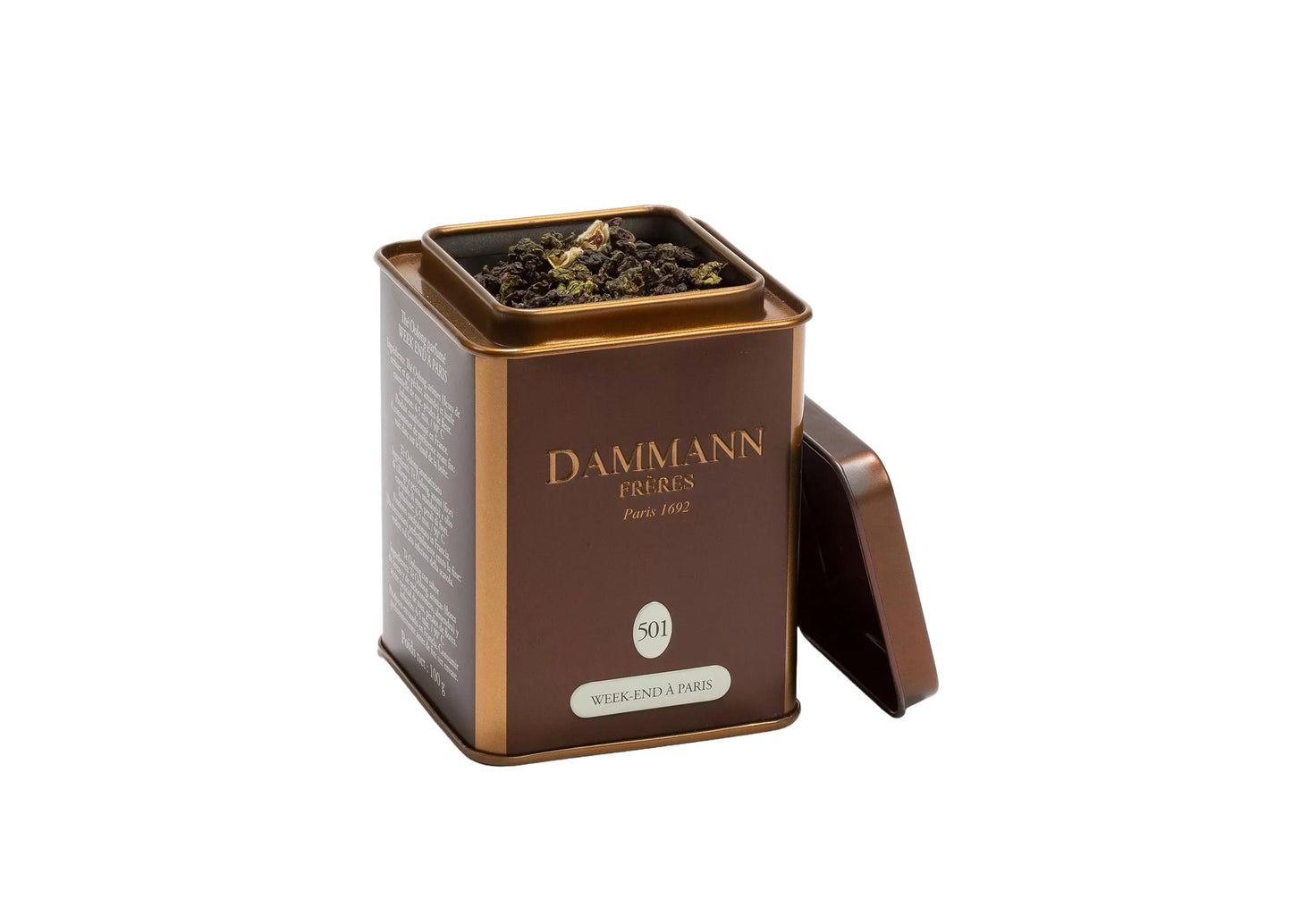 Dammann Freres Loose Leaf  Week-end  Paris  enhanced Gourmet French Oolong Tea  Blend Cherry Blossom  Peach Blossom  Almond  Rose Flavors  3.52 Ounce Tin