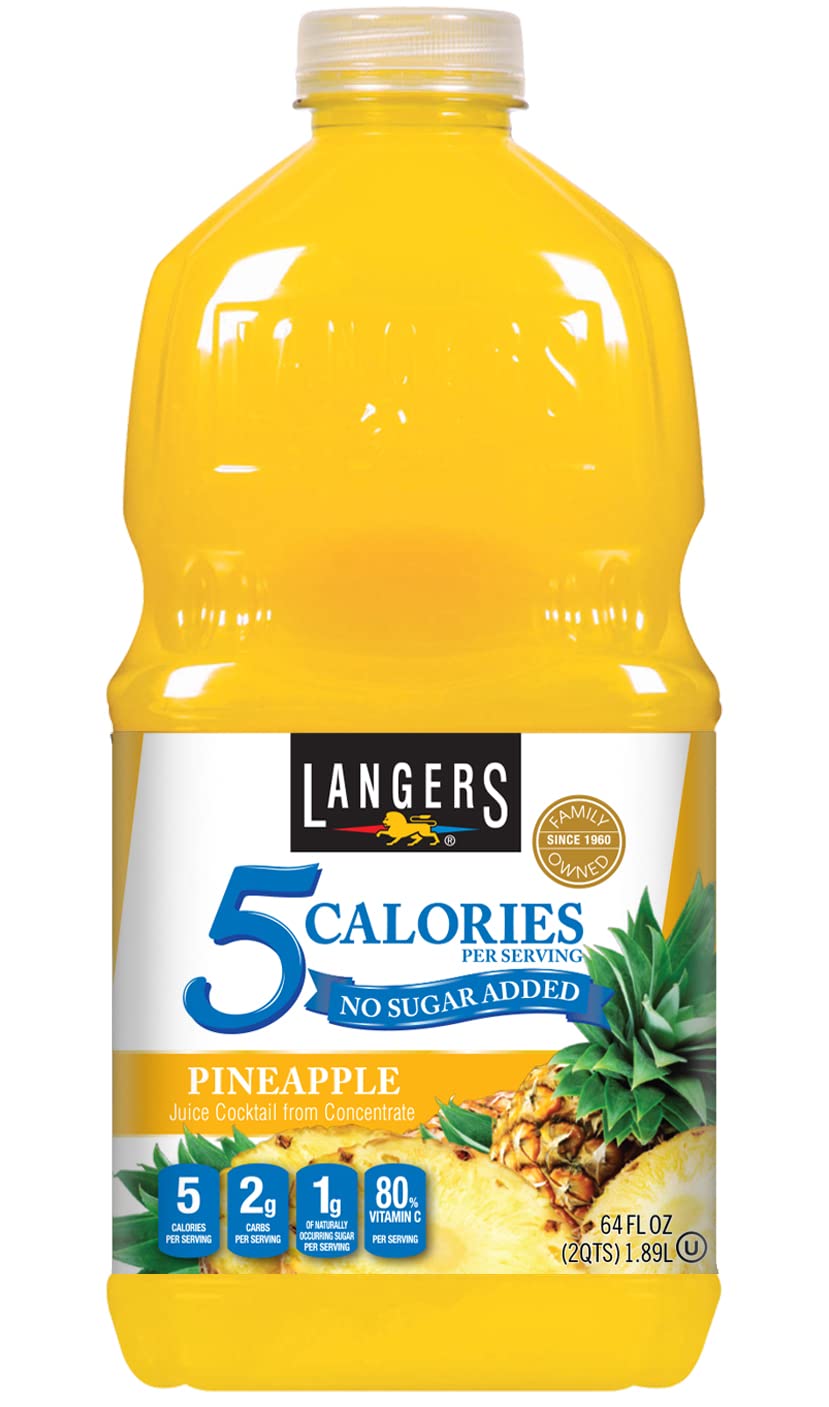Langers Pineapple Juice Cocktail, 64 Fl Oz, Pack of 8
