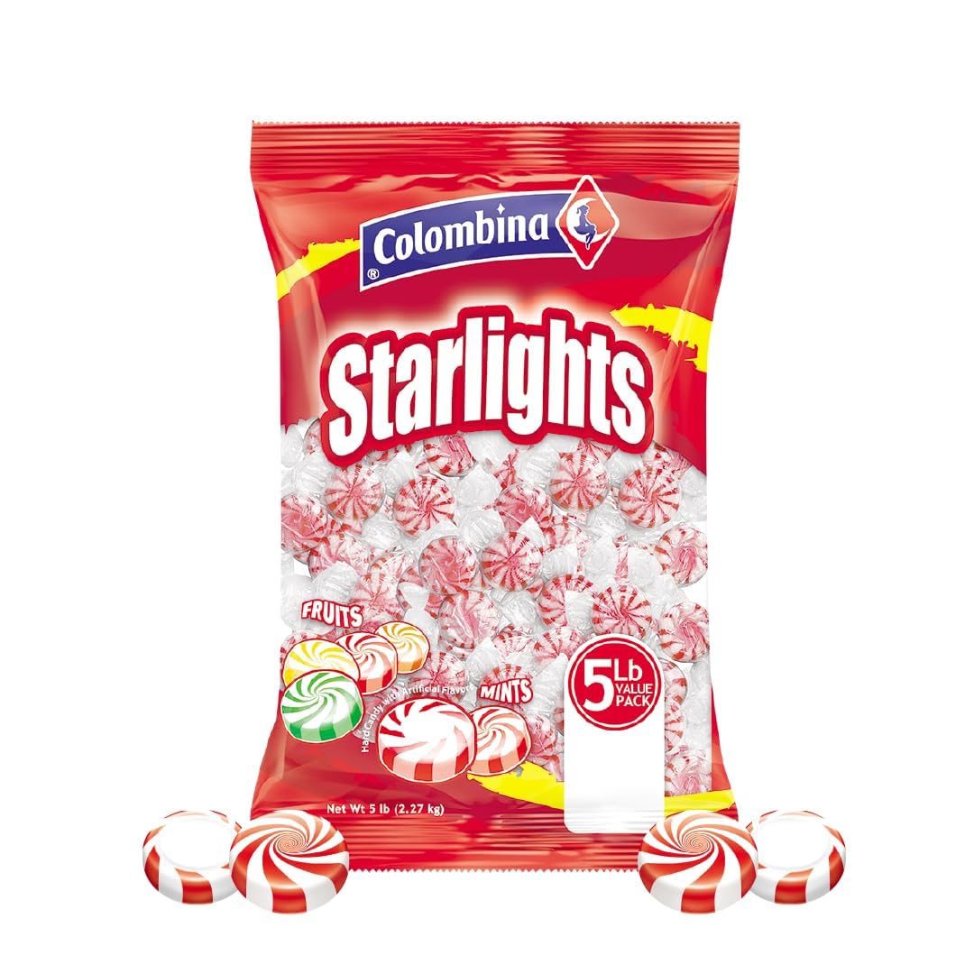 CHAIN & JO SWEETS Starlight Peppermints Mints 5 Lb -Approx 400 Peppermint Candy Individually Wrapped - Christmas Candy Mints