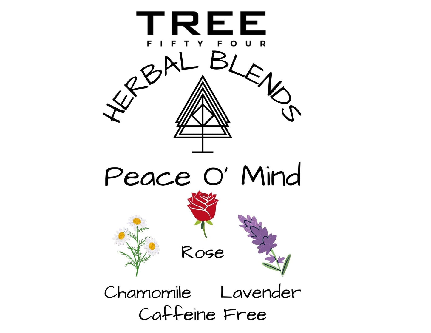 Peace O Mind Herbal Blend - Chamomile, Red Rose Petals, Lavender | Natural Caffeine Free Tea & Smoke Blend By Tree Fifty Four | 30 Cups