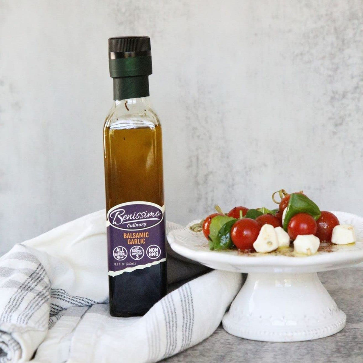 Glass Benissimo Oil, Balsamic Garlic, 8.1 Ounce