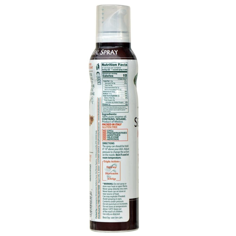 Mantova Toasted Sesame Oil Spray, 5 fl. oz. (Pack of 1), Product of Italy, All-Natural, Heart-Healthy Toasted Sesame Seed Oil, I