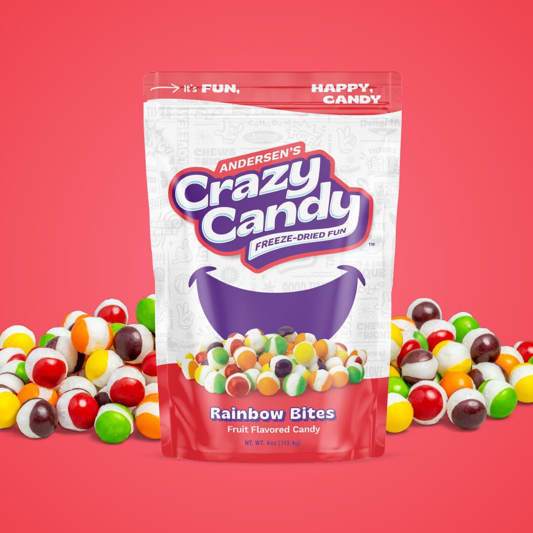 ANDERSENS Crazy Candy Freeze Dried Rainbow Bites - Crunchy Fruity Candy, 5.1 oz