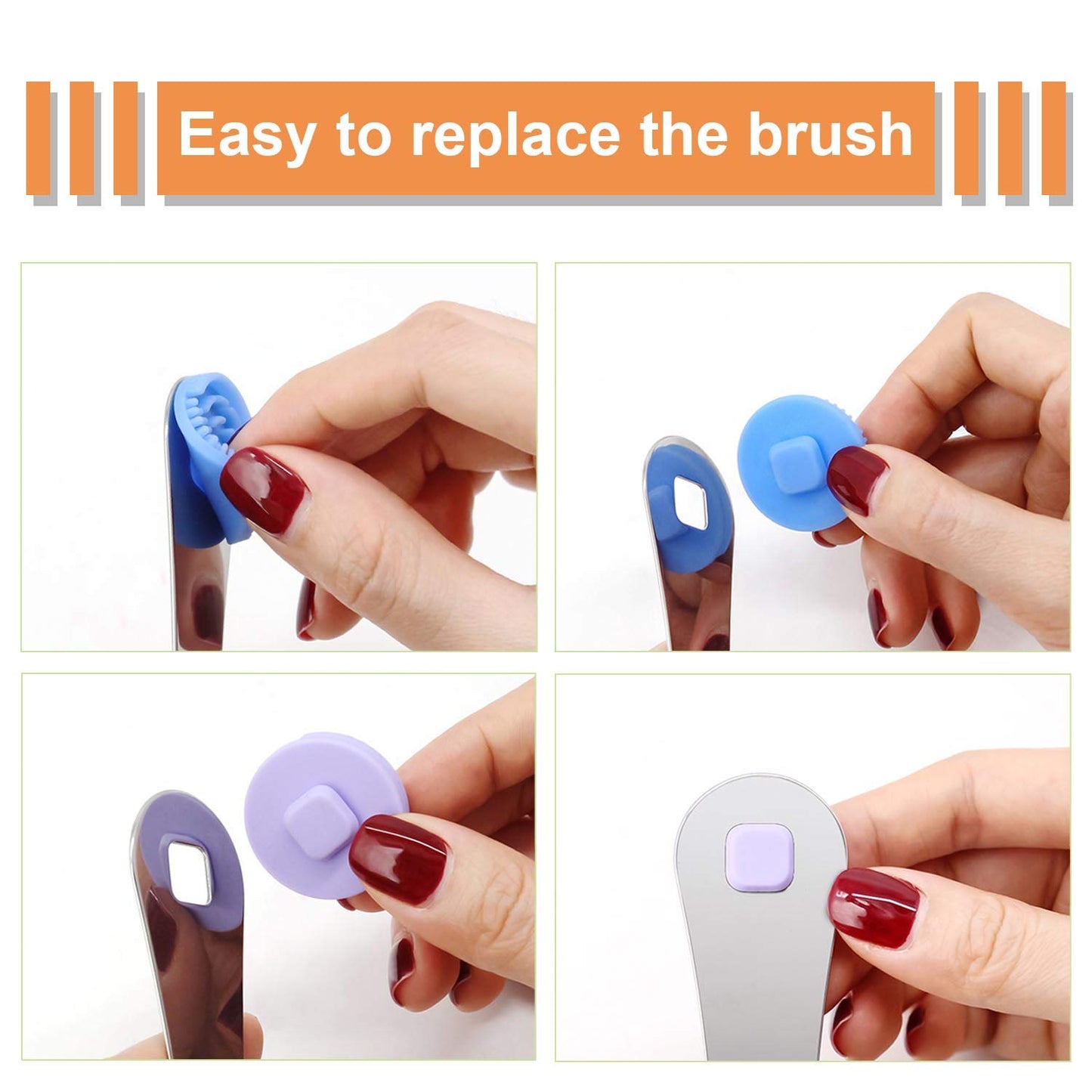 Tongue Scraper For Adults, Moosec 2 In 1 Silicone Tongue Brush And 100% Stainless Steel Tongue Scrubber Limpiador De Lengua