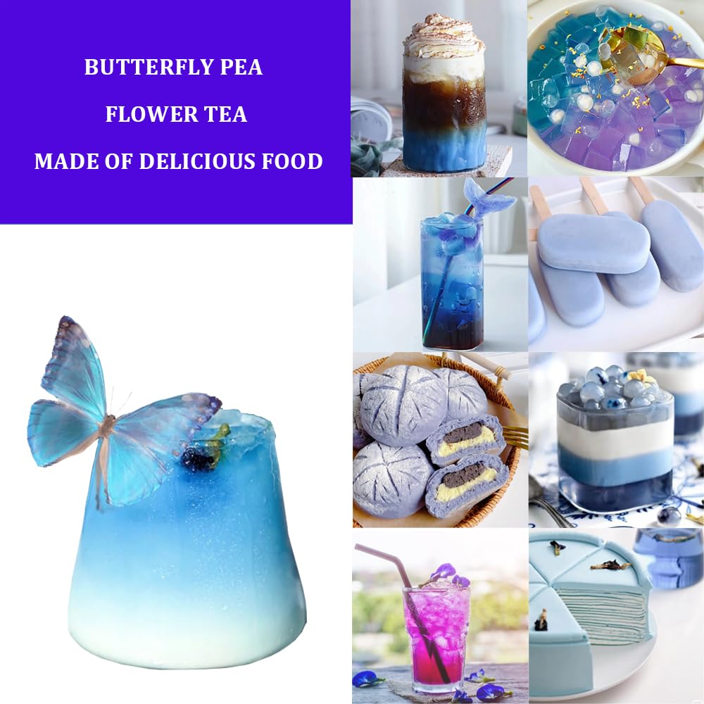 LYCKLIGA Butterfly Pea Flower Tea - 15 Premium Dried Tea Bags, Antioxidant Blue Tea for Drinks