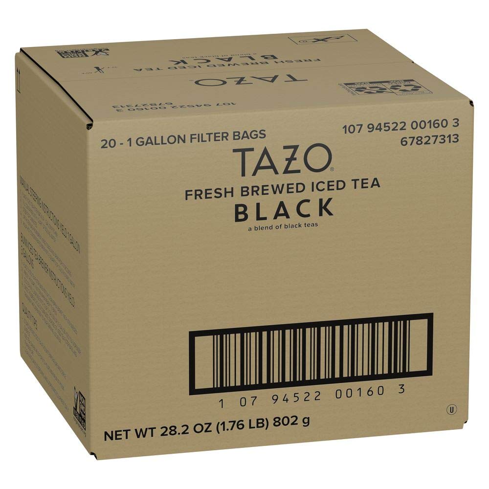 Tazo Fresh Brewed Black Iced Tea, Unsweetened, Makes 1 Gallon (Pack Of 20)