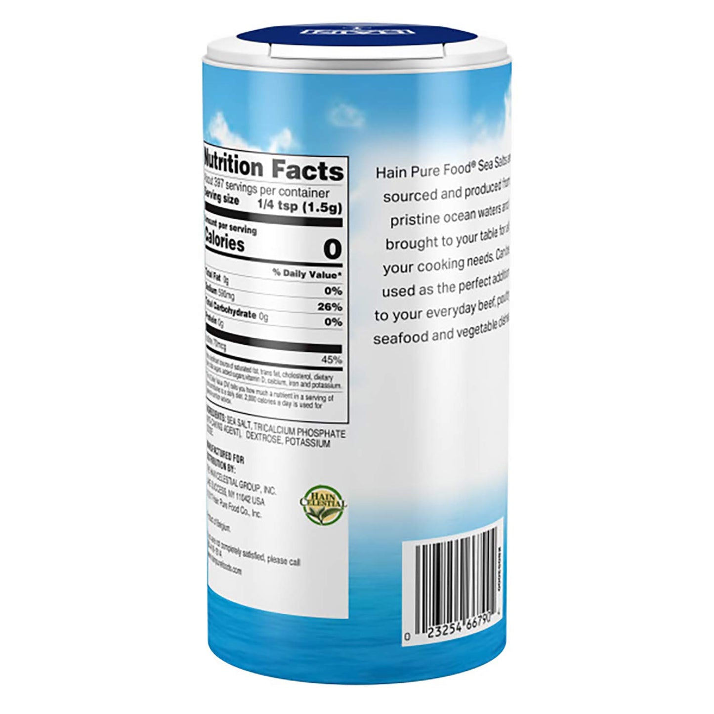 Hain Celestial Iodized Sea Salt, 21 Oz, Pack of 1, Pure Food Seasoning