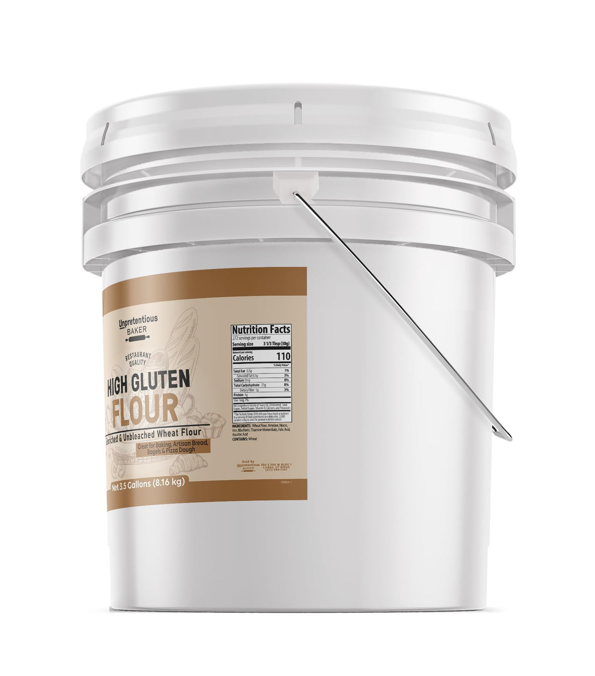 Unpretentious High Gluten Flour, 3.5 Gallons, Artisan Bread, Bagels, Pizza