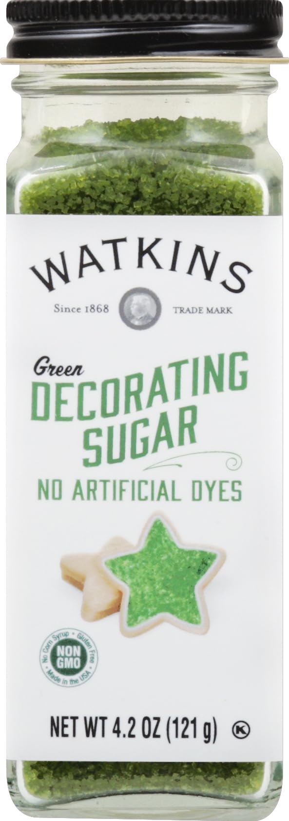 Watkins Green Decorating Sugar, Non-GMO, Kosher, 4.2 Ounce, 1-Pack