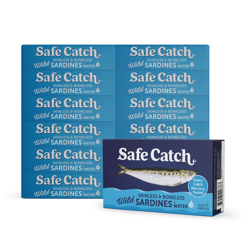 Safe Catch Wild Sardines in Water Skinless Boneless Wild-Caught Sardine Fillets Lowest Mercury Limit, Keto Food Kosher Non-GMO S