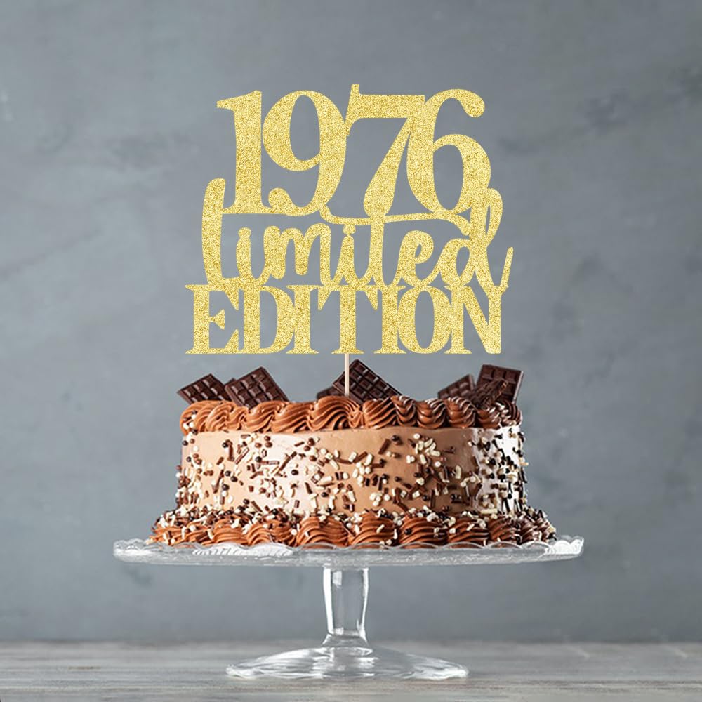 Limited Edition 1976 Cake Topper 49Th Birthday Happy Birthday Cake Topper Men And Women Cheer 49 Years Old Handmade Golden Glitt