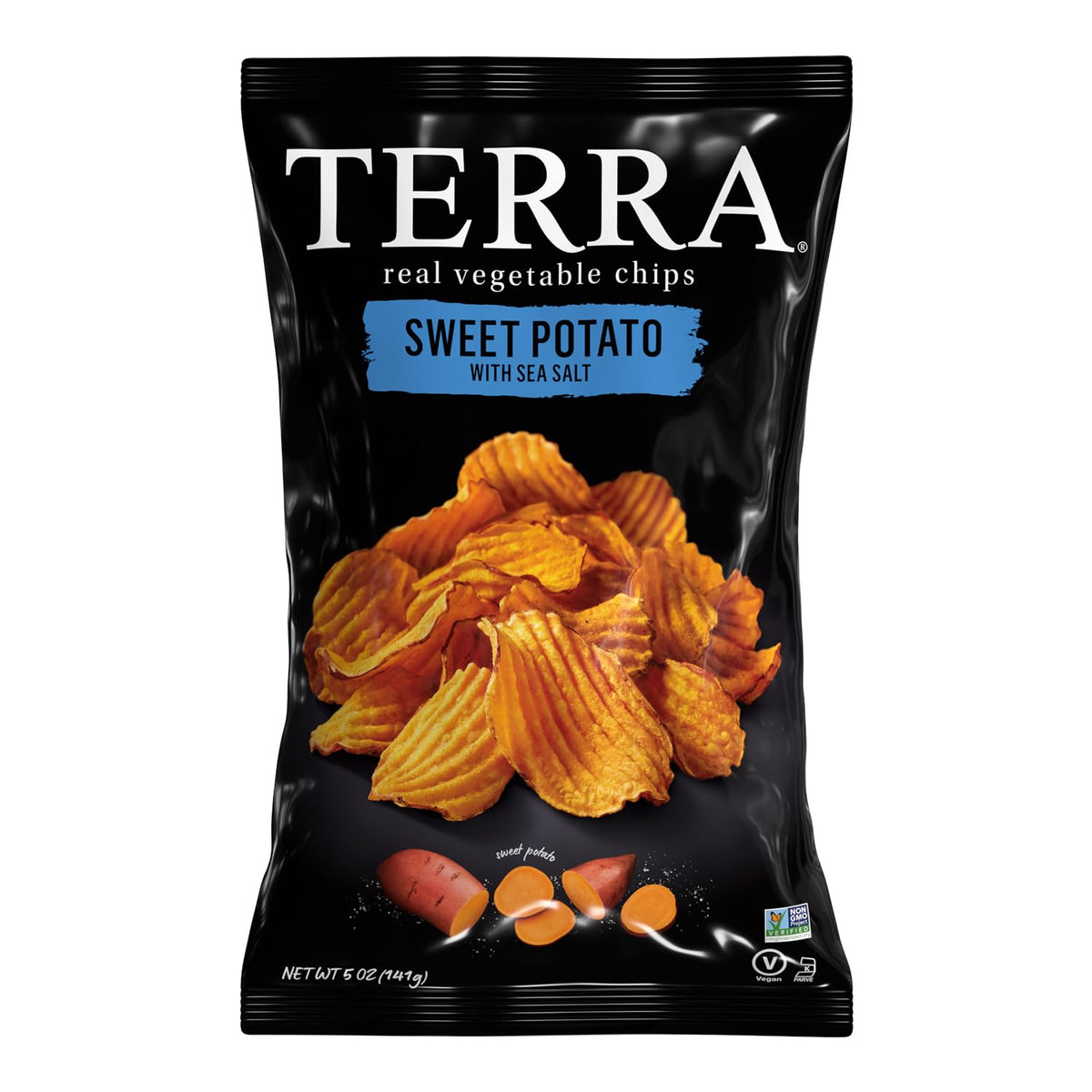 Terra Vegetable Chips, Crinkle Cut Sweet Potato with Sea Salt, 5 oz