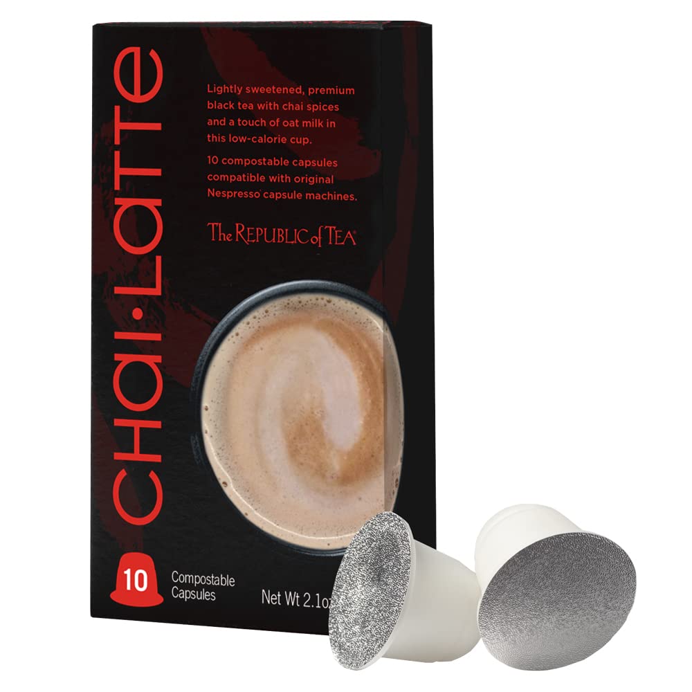 The Republic of Tea Chai Latte Tea Pods, Nespresso-Compatible, 10 Count, Recyclable